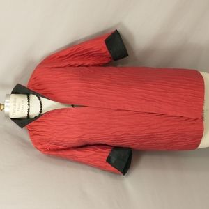 Grace Chuang Lush Fabric Red & Black Jacket Rich Silk Look Asian Styling Pockets